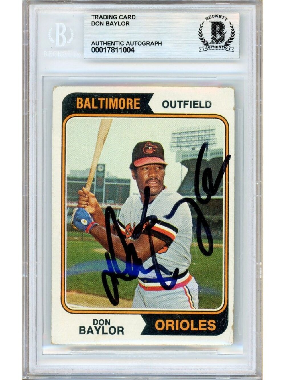 Don Baylor Signed 1974 Topps #187 Baltimore Orioles Beckett BAS Slabbed MLB Auto